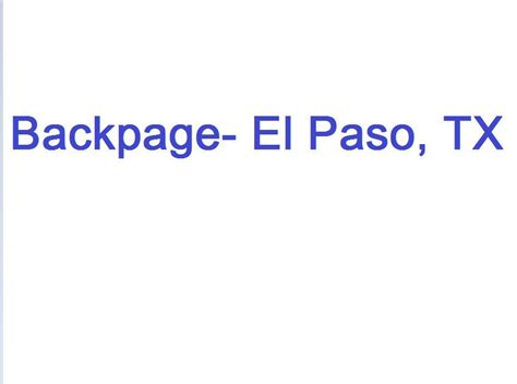 back pages el paso tx